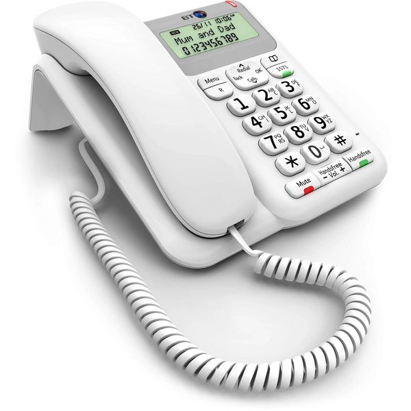 BT Décor 2200 Corded Landline House Phone, Phonebook, Handsfree, Mute Button, 1571 message indicator