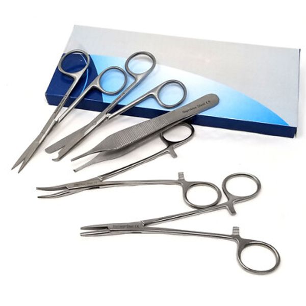 5 O. R Grade Instruments Suture Set Kit Scissors Forceps Stainless Steel CE