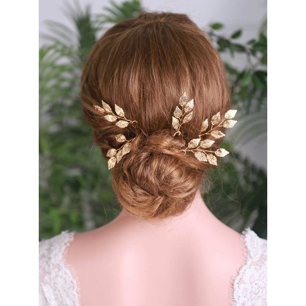 YERTTER 5 PCS Gold Leaves Hair Pins Bridal Hair Accessories for Bride and Bridesmaids Wedding Hair Piece