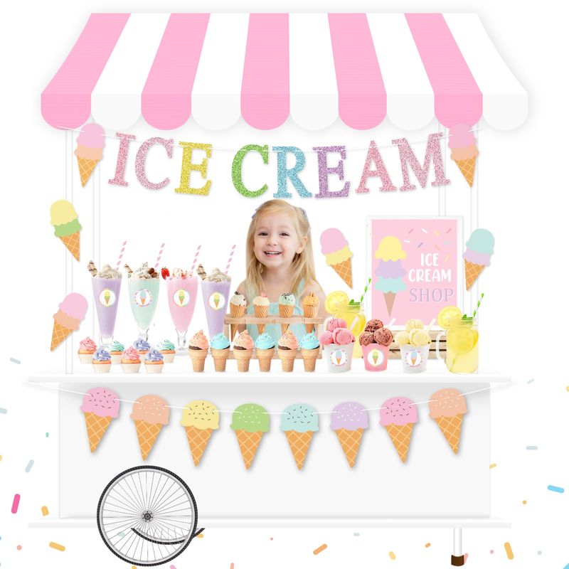 Ice Cream Party Stand Decor Kit, Summer Sundae Kids Playstand Play Shop ...
