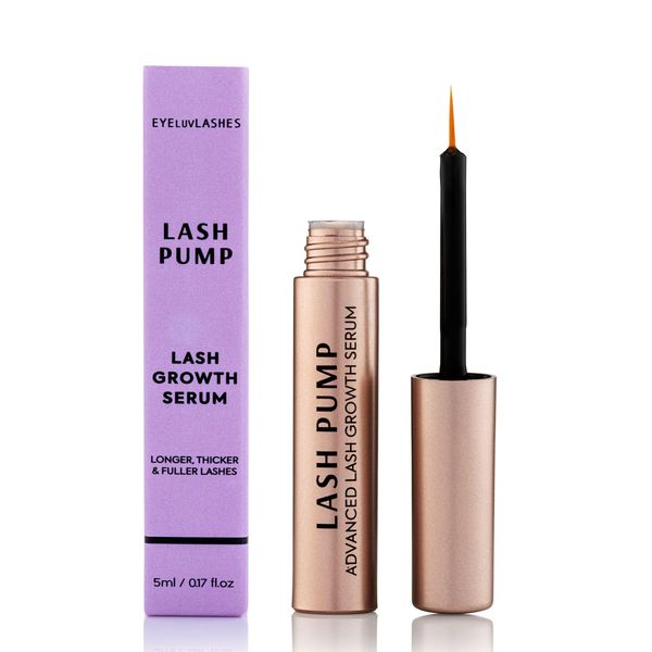 Lash Growth Serum LASH PUMP for Lashes powerful lash growth formula for thicker & longer lashes including Biotin, Polypeptides, Amino acids, Provitamin B5, Rosemary leaf and tea tree root extract 5ml