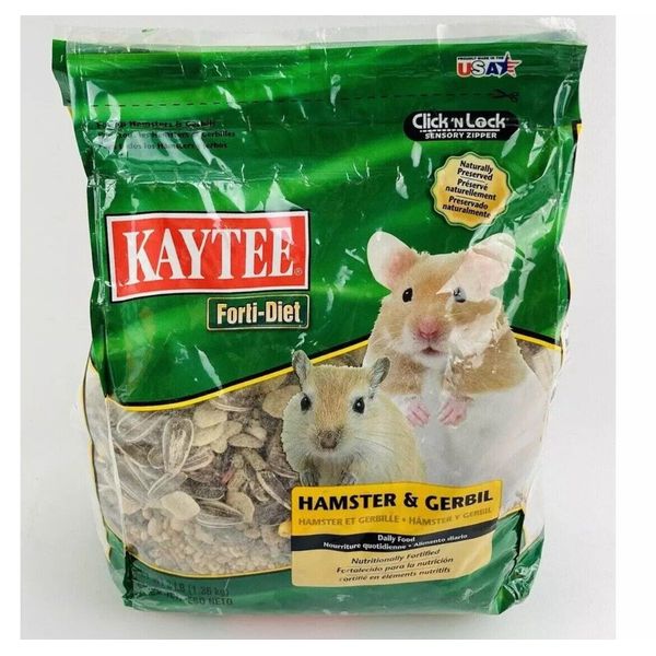 Kaytee Forti-Diet Hamster And Gerbil Food, 3-Pound Nutritionally Fortified Gree