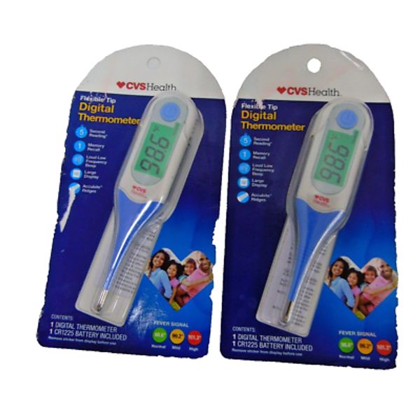 2x Health Flexible Tip Digital Thermometer 5 Second Reading for Oral or Rectal