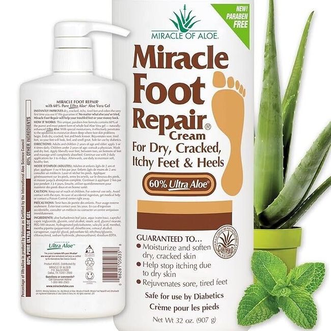 Miracle Foot Repair Cream, 32 oz Repairs Dry Cracked Heels and Feet