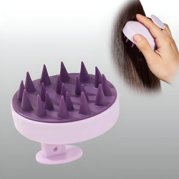 Scalp Massager for Hair Growth, Soft Silicone Shampoo Scrub Brush for Clean- Reduce Dandruff, Shampoo Brush with Soft Silicone Bristles for Hair Care and Head Relaxation (Royale Purple)