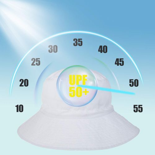 Baby Sun Hat Toddler Beach Swim Hats UPF 50+ Summer Bucket Hat Kids Infant Wide Brim Adjustable Sun Hat for Baby Boy Girls White