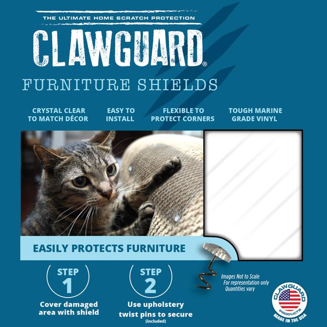 CLAWGUARD Marine Grade Furniture Shields The Ultimate Clear Cat Scratch  Pads to Protect & Cover Couch/Sofa/Chair/Upholstery, Crystal Clear 5.5 x