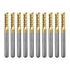 WEXWE Tools 10Pcs 3.0mm TiN Coating Solid Carbide End Mill Engraving Milling Cutter CNC Router Bits for PCB Machine, 1/8" Shank 1BOX