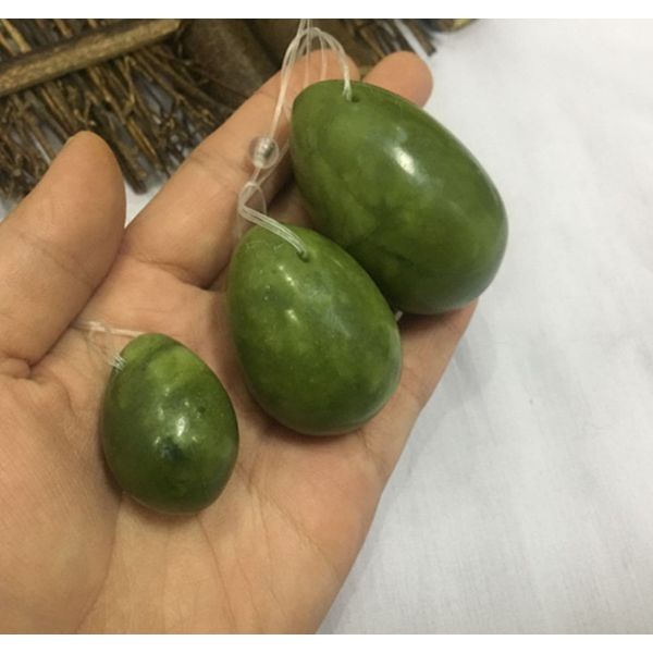 3pcs Set Drilled Helu Jade Yoni eggs 52x33mm,40x30m