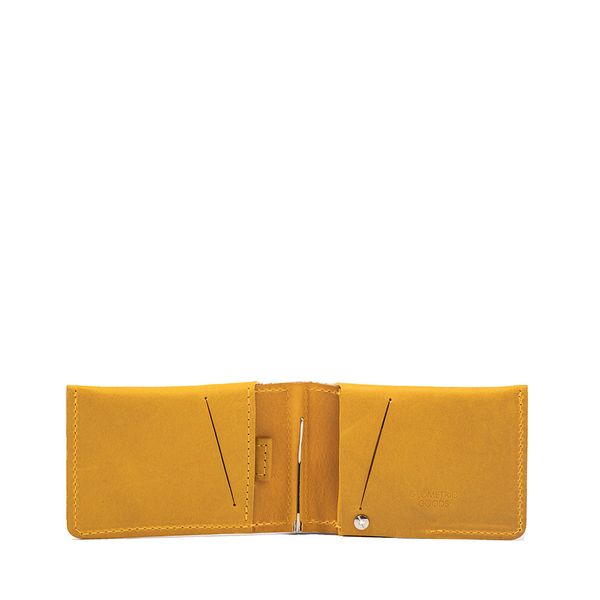 Leather AirTag Wallet with Money Clip - Yellow