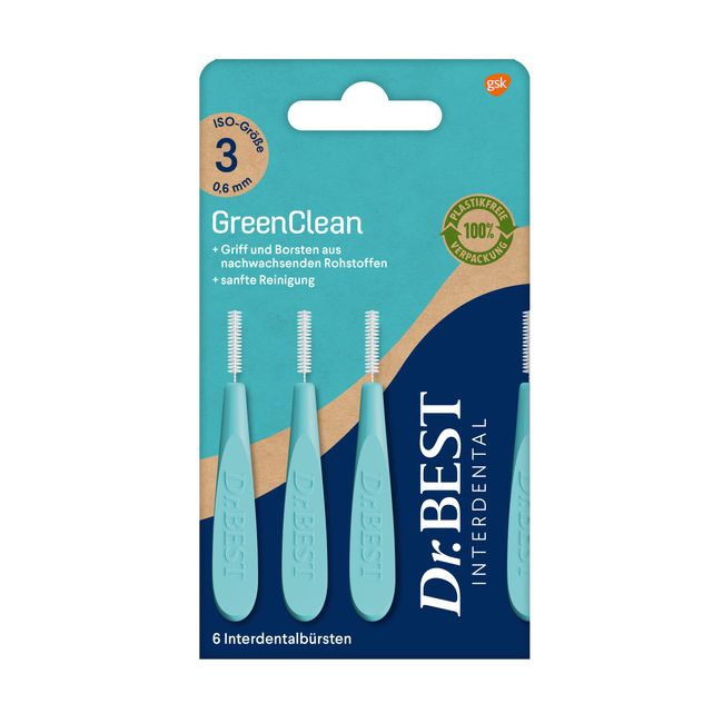 Dr.BEST GreenClean Interdental, Size 3, 6 Stück - Interdentalbürsten für eine sanfte Reinigung der Zahnzwischenräume