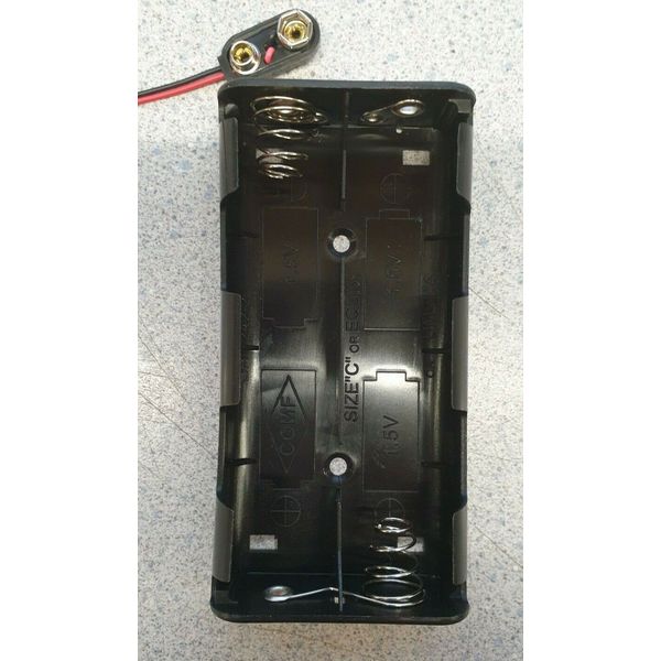 2 off 4 x C Battery Holder + PP3 Battery Snap Terminals 2 x 2 layout