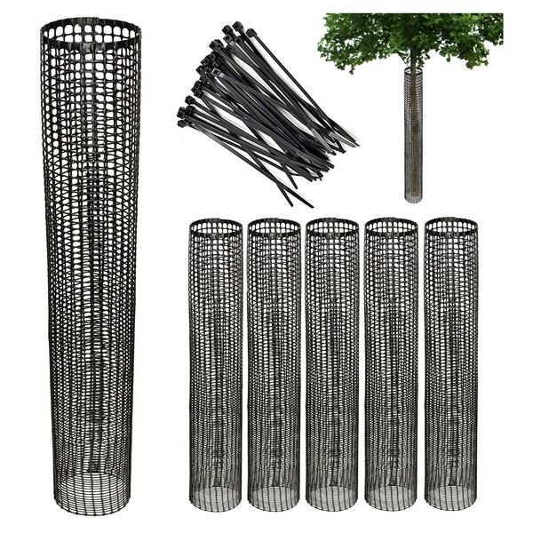 Voglund Nursery Mesh Tree Bark Protector Guard 48 Inches Tall (5 Pack) Heavy Duty with Zip-Ties, Tree Trunk Protectors from Trimmers, Tree Guard, Tree Protector for Saplings and Fruit Trees