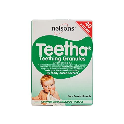 Teetha Baby Teething Granules, 12c Chamomilla, Homeopathic Remedy for Soothing and Calming Teething Symptoms, 40 Sachets