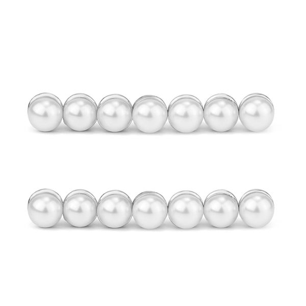 14 Sets Wedding Veil Weights, Magnetic Pearls Double Sided Pearl Magnets Artificial Pearls Magnetic Button Strong Hijab Magnets for Wedding Dress Clothes Scarves Women Girls Bridal (Silver)