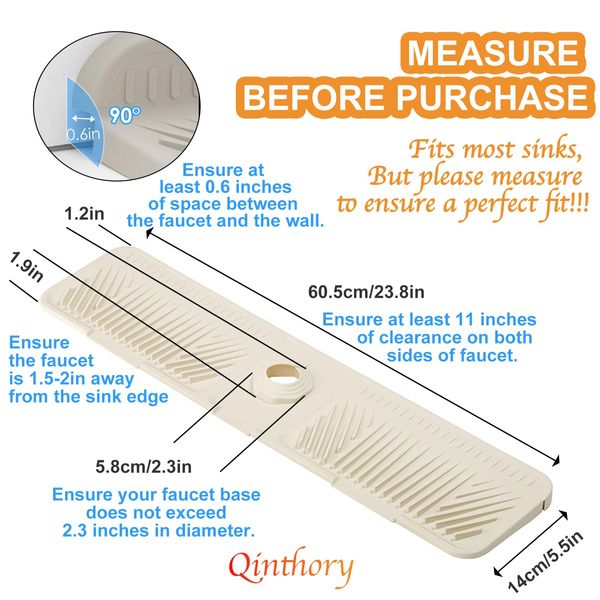 Faucet Mat for Kitchen Sink (White, Large)