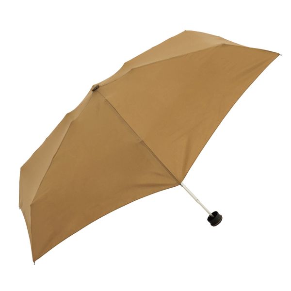 HUS 54572 Folding Umbrella, For Rain or Shine, Lightweight, 6.3 oz (180 g), 6 Ribs, Compact, Storage Case with Buckle, Water Repellent, UV Protection, Solid Color, Brown, Brown, Simple, Rain Umbrella,