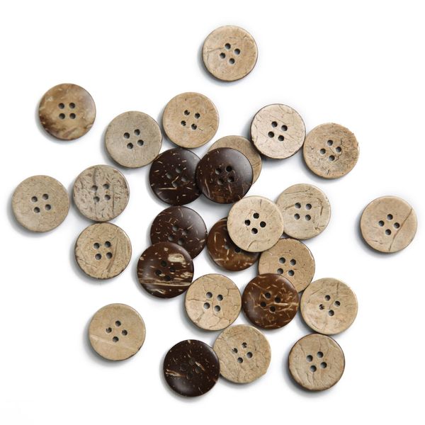 20mm Brown Natural Coconut Shell Buttons 4/5 inch 4 Holes Button Coconut Shell Buttons for Crafts Sewing Wooden Buttons for DIY Crafts 100PCS