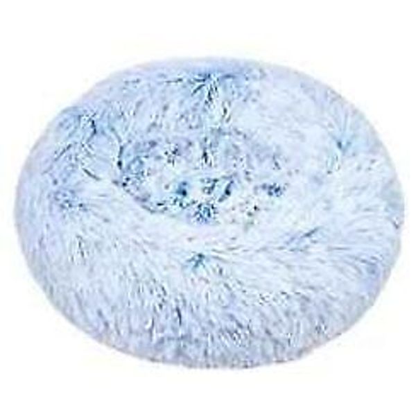 Round Furry Anti Anxiety Washable Dog Cat Bed, Calming Donut Pet Medium Blue