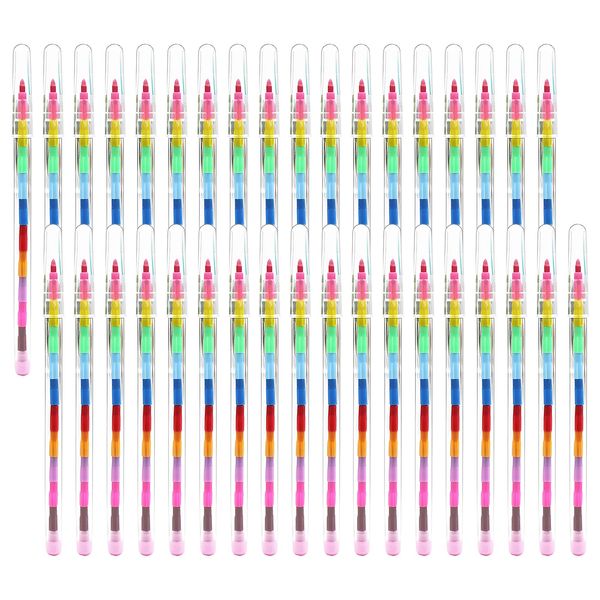 SIMDAO 36pk Swap Point Rainbow Pencils, Twistable Crayons, Mini Crayons for Party Bags, Party Bag Fillers, Twistables Coloured Pencil