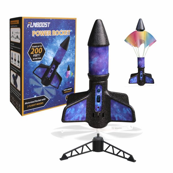 FUNBOOST Rocket Launcher for Kids, Air Rocket Toy Launch up to 200 ft, Electric Flying Model Rocket Kits with Parachute Safely Land, Outdoor Rocket Toys for Boys & Girls, Ages 8-12