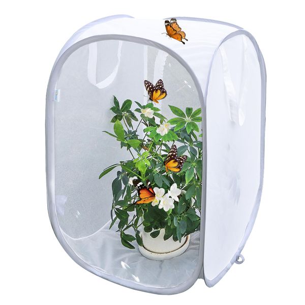 Pop-up Insect and Butterfly Habitat Cage Terrarium Clear Mesh Enclosure - 16" x 16" x 24"