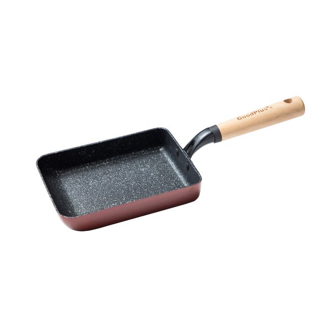 Good Plus Lafolge Egg Pan, Enamel Red, Durable Forged Frying Pan, Exterior Enameled Finish, Non-Stick Fluorine Coating, Compatible with IH All Heat Sources