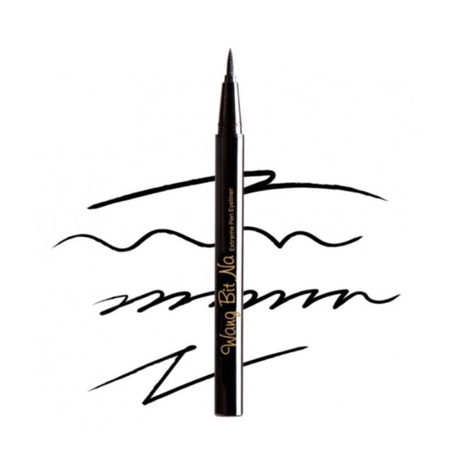 Iron Wall Girl Eyeliner Eyeliner Brush Pen Non-budgeting pencil 2-color line brush 0.6g, Black (Black), 453ea