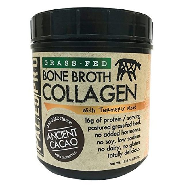 PaleoPro Bone Broth Collagen w/Turmeric Root (Ancient Cacao) Grass-Fed & Pastured Beef Collagen | Gluten Free, Dairy Free, No Sugar, Soy, Grains or Net Carbs |Paleo & Keto Friendly (20 Servings)