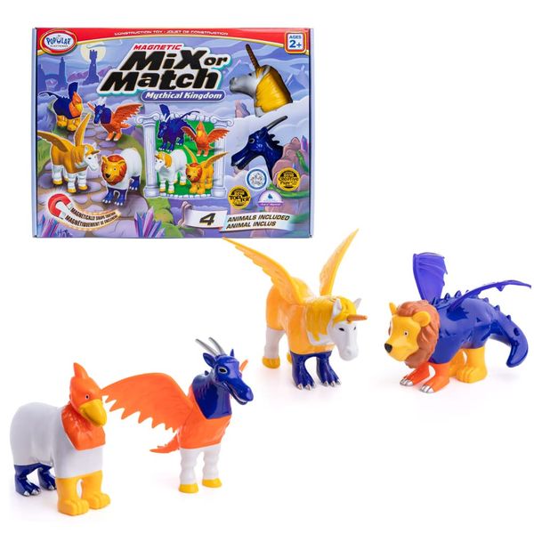 POPULAR PLAYTHINGS Magnetic Mix or Match Mythical Kingdom Toy Play Set, 15 Pieces