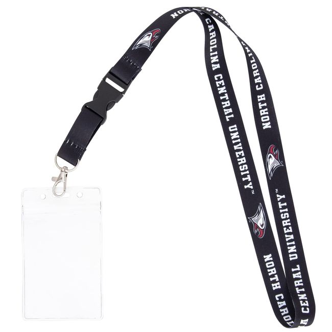 Desert Cactus North Carolina Central University Lanyard NCCU Eagles Car Keys College ID Badge Holder Keychain Detachable Breakaway Snap Buckle (w/ Pouch Black)