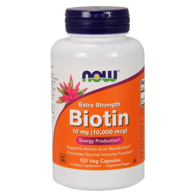 NOW Foods Biotin, 10 mg (10,000 mcg), 120 Veg Capsules