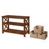 eHemco X-Side Console Sofa Table with 2 Storage Shelves and 3 Wicker Baskets, Coffee