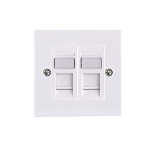 VCELINK RJ45 Socket Cat6 Ethernet Wall Socket Double Port Faceplate Flat Wall Plate for CAT6/CAT5E/CAT5 Network Cable with Keystone Jack Modular 1 Pack