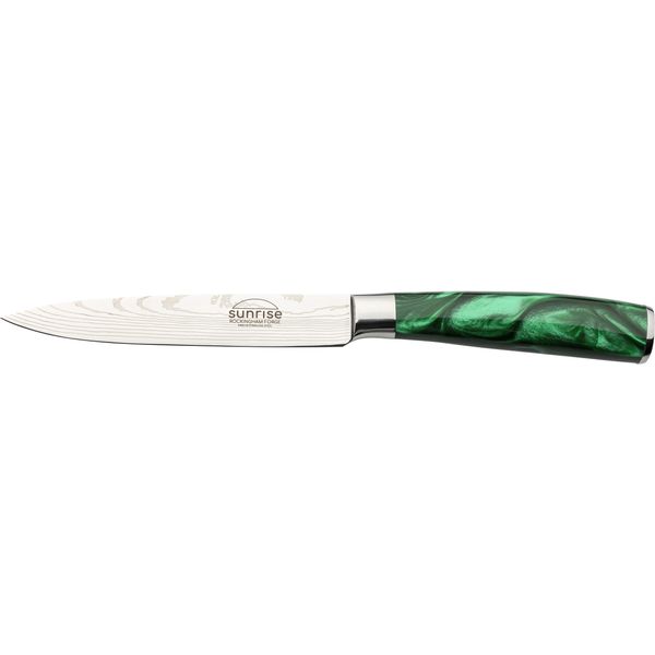 Rockingham Forge Sunrise Collection 5" Utility Knife, Stainless Steel with Resin Handles, Emerald Green