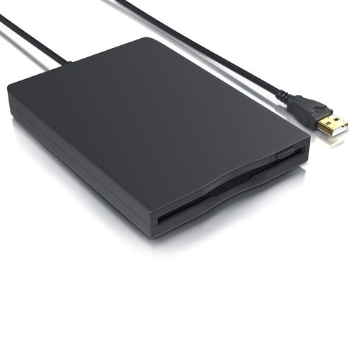 CSL External USB Floppy Disk Drive FDD 1.44 MB 3.5 Inch PC and Mac Slimline Floppy Disk Drive External Portable Plug and Play Black Windows 11 Compatible