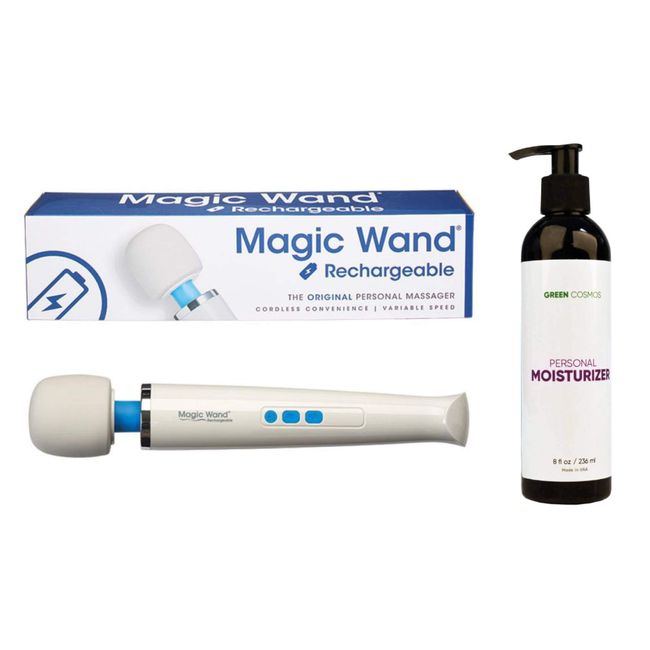 Magic Wand Rechargeable HV-270 Massager with Green Cosmos Personal Moisturizer - 8 oz, USB Rechargeable - Magic Recovery Effect for Women and Men, Body, Neck, Back & Shoulders with a Moisturizer for Men, Women & Couples Ultra Long Lasting Natural Taste