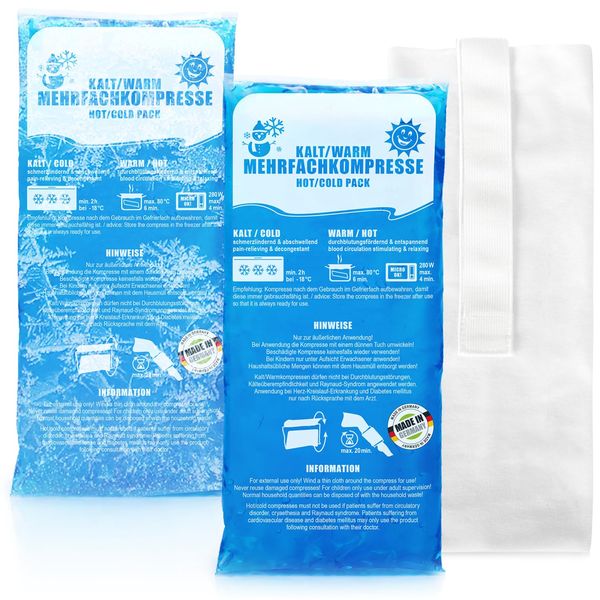 Robin Goods® 2X Mehrfach-Kompresse 29 x 12 cm - Wiederverwendbare Warm- & Kaltkompressen - Ideal als Kühlpad & Wärmekissen, Mikrowellengeeignet - Für Erste-Hilfe, Sportverletzungen & Schmerzlinderung