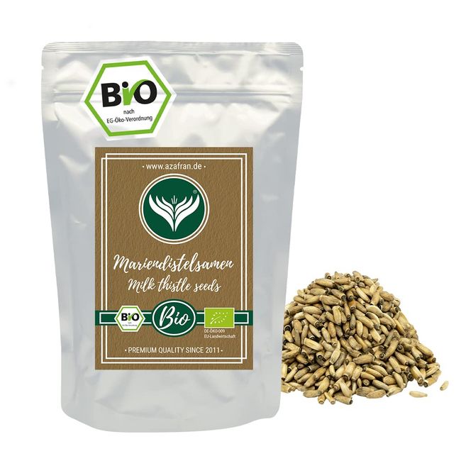 Azafran BIO Mariendistelsamen ganz | Mariendistel Saat Distel ganz | Milchdistel Samen | Mariendistel Tee 500 g