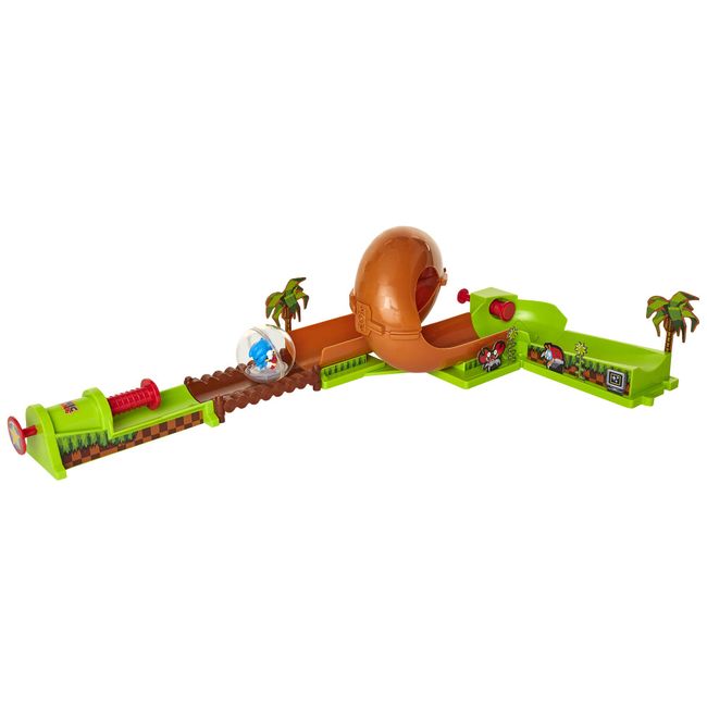 Sonic The Hedgehog Pinball Green Hill Zone , Track Play Set, 9 Piece, with  Looping Action & Automatic Bumper Exclusive Sonic Sphere Included, for Ages