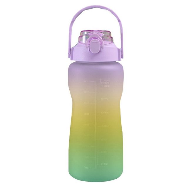 2L Collapsible Water Bottles Motivational Water Bottle with Straw