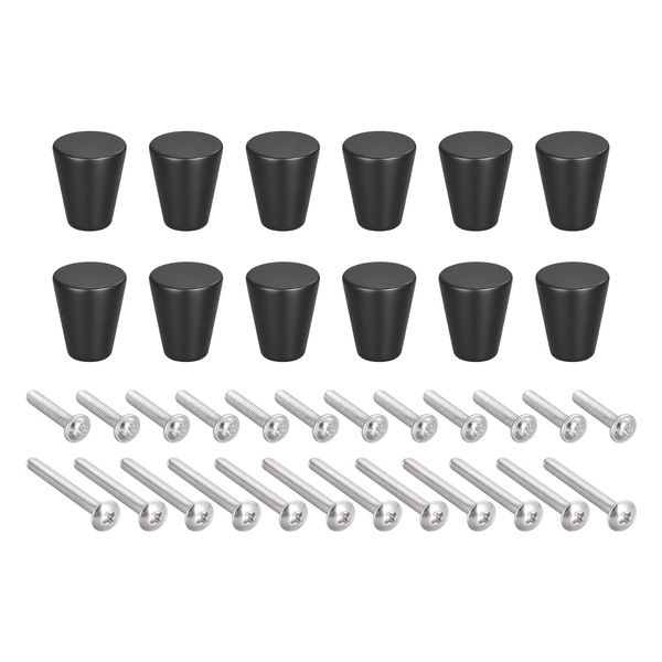 sourcing map 20x23mm Drawer Knobs, 12pcs Aluminum Alloy Wardrobe Pull Handles Black
