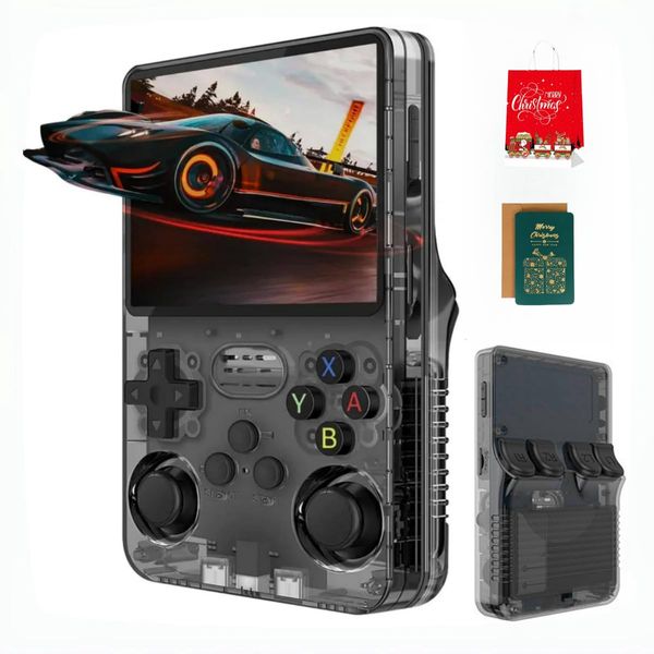 R36s Handheld Game Console, 3.5 Inch IPS Screen Retro Handheld Game Console with 128g TF, Video Games Consoles with 3500mah Battery, Built-in 20000+ Classic Games for Adults Kids (Gray-128g)