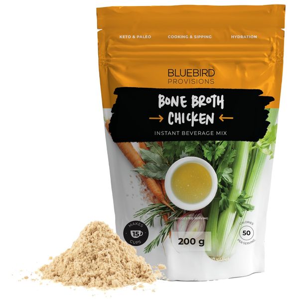 Bluebird Provisions Chicken Bone Broth Powder - Low Sodium Bone Broth 