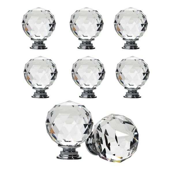 NUODWELL 8 Pcs Spherical Drawer Knob Crystal Pull Handles Cupboard Wardrobe Knobs (20MM)