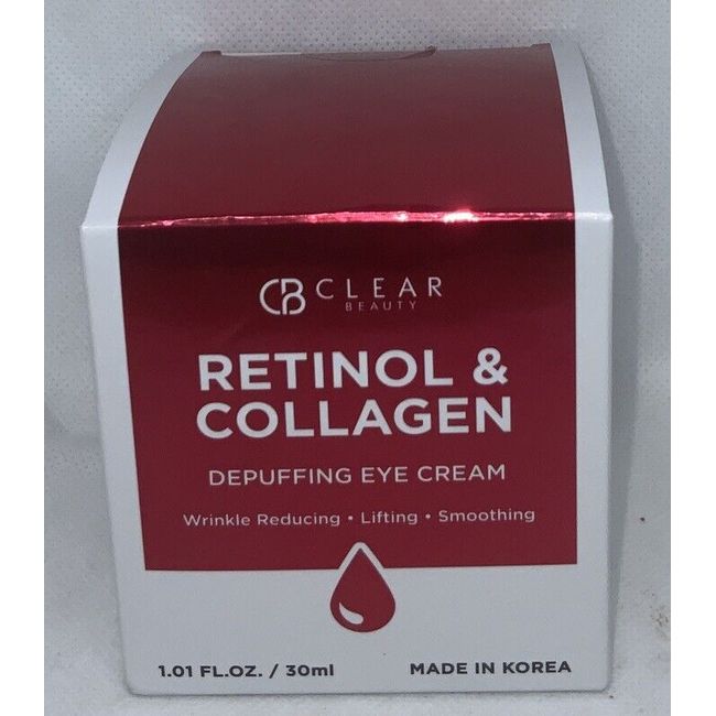 CLEAR BEAUTY Retinol & Collagen Depuffing Eye Cream 1.01 fl oz New