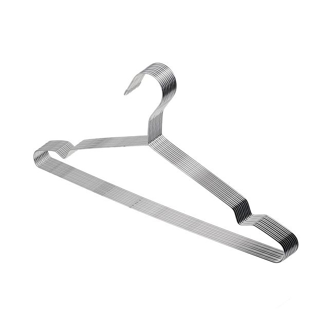 SUS201 Stainless Steel Hangers, 10 Pieces, Laundry Hangers, Rust Resistant, Durable, Laundry Hanger, For Washing Skirts, Trousers, Coat, Width 16.5 inches (42 cm), Stainless Steel