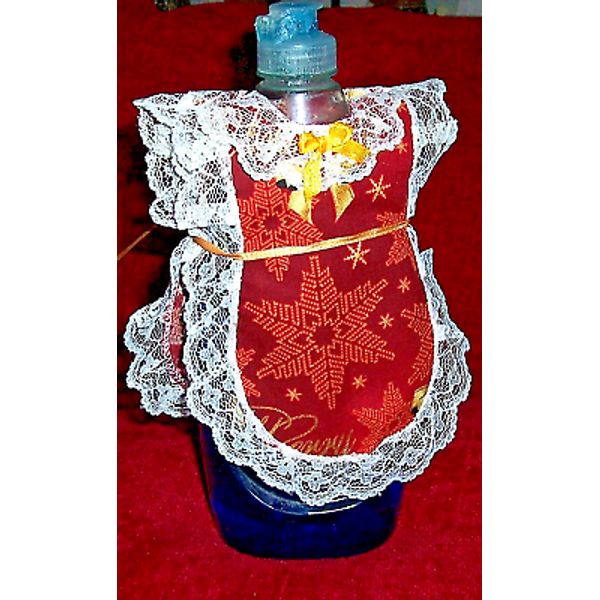 Christmas Snowflake Apron Coverup for Dish Soap Pancake Syrup Catsup Bottle Gift