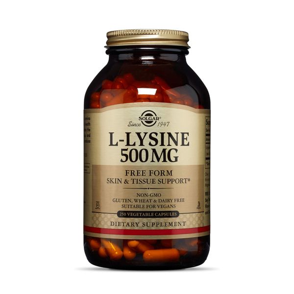 Solgar L-Lysine 500 mg, 250 Vegetable Capsules - Enhanced Absorption & Assimilation - Promotes Integrity of Skin & Lips - Collagen Support - Amino Acids - Non-GMO, Vegan, Gluten Free - 250 Servings