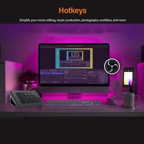 ASHATA for 15 Macro Keys, Visual Keyboard LCD Custom Keyboard, for OBS, for Twitch, for YouTube and Other Applications and Software to